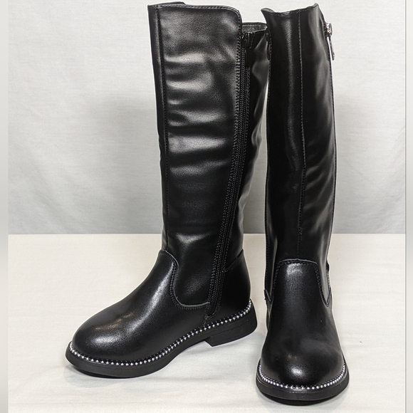 NEW Kids tall faux-leather studded black boot Sz 12 - Picture 2 of 4